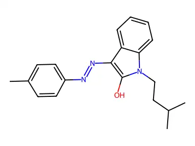 (3Z)-1-(3-methylbutyl)-3-[2-(4-methylphenyl)hydrazinylidene]-1,3-dihydro-2H-indol-2-one structure