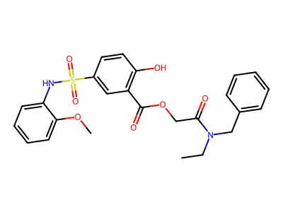 [2-[benzyl(ethyl)amino]-2-oxoethyl] 2-hydroxy-5-[(2-methoxyphenyl)sulfamoyl]benzoate structure