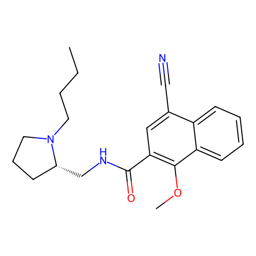 N-(((2S)-1-Butylpyrrolidin-2-yl)methyl)-4-cyano-1-methoxy-2-naphthamide structure