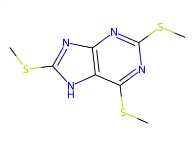 2,6,8-tris(methylsulfanyl)-7H-purine structure