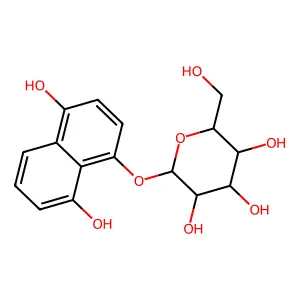 4-(beta-D-Glucopyranosyloxy)-1,5-naphthalenediol structure