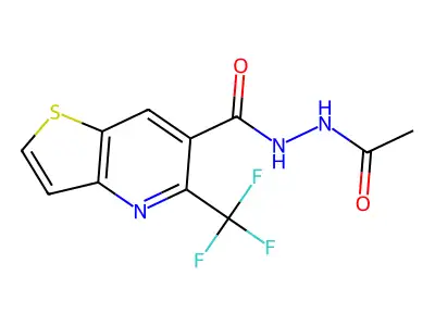 N'-acetyl-5-(trifluoromethyl)thieno[3,2-b]pyridine-6-carbohydrazide structure