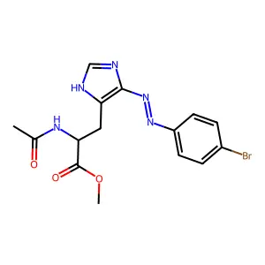 methyl 2-acetamido-3-[(5E)-5-[(4-bromophenyl)hydrazinylidene]imidazol-4-yl]propanoate structure