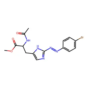 Histidine, N-acetyl-2-(4-bromophenylazo)-, methyl ester structure