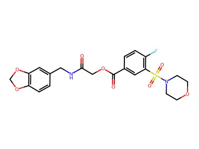 [2-(1,3-benzodioxol-5-ylmethylamino)-2-oxoethyl] 4-fluoro-3-morpholin-4-ylsulfonylbenzoate structure