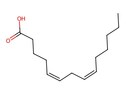 5,8-Tetradecadienoic acid, (Z,Z)- structure