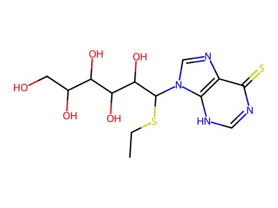 9H-Purine-6-thiol,3,4,5,6-pentahydroxyhexyl]- structure