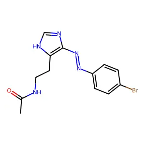 N-(2-{4-[2-(4-Bromophenyl)hydrazinylidene]-4H-imidazol-5-yl}ethyl)acetamide structure