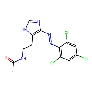 N-(2-{(4Z)-4-[2-(2,4,6-Trichlorophenyl)hydrazinylidene]-4H-imidazol-5-yl}ethyl)acetamide structure