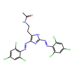 N-[2-[2,4-bis[(2,4,6-trichlorophenyl)diazenyl]-1H-imidazol-5-yl]ethyl]acetamide structure