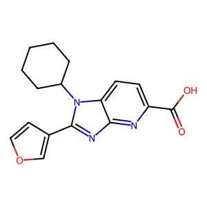 1-Cyclohexyl-2-(3-furyl)imidazo[4,5-b]pyridine-5-carboxylic acid structure