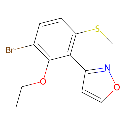 3-(3-Bromo-2-ethoxy-6-methylsulfanylphenyl)-1,2-oxazole structure