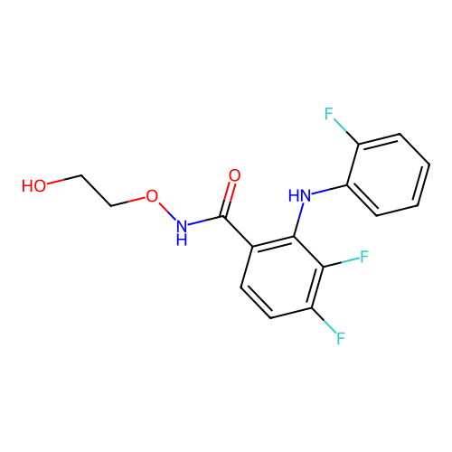 3,4-difluoro-2-(2-fluoroanilino)-N-(2-hydroxyethoxy)benzamide structure