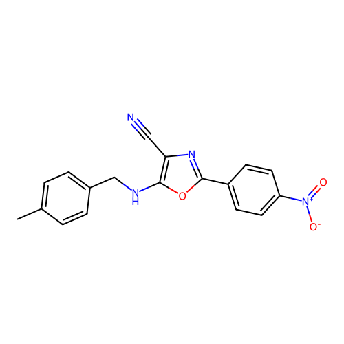 5-[(4-Methylbenzyl)amino]-2-(4-nitrophenyl)-1,3-oxazole-4-carbonitrile structure