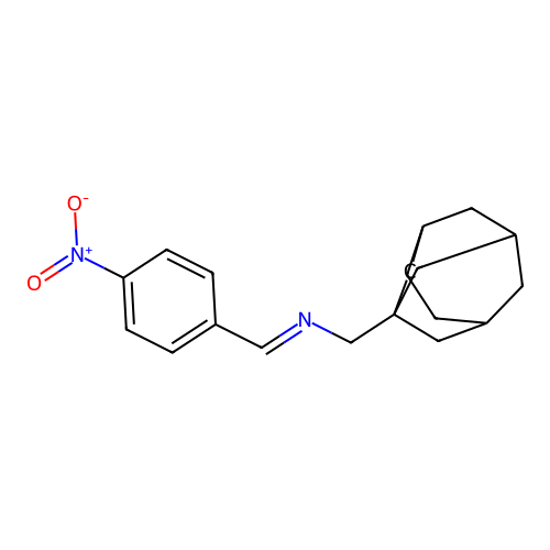 (E)-N-(4-nitrobenzylidene)-1-(tricyclo[4.3.1.1(3,8)]undecan-1-yl)methanamine structure