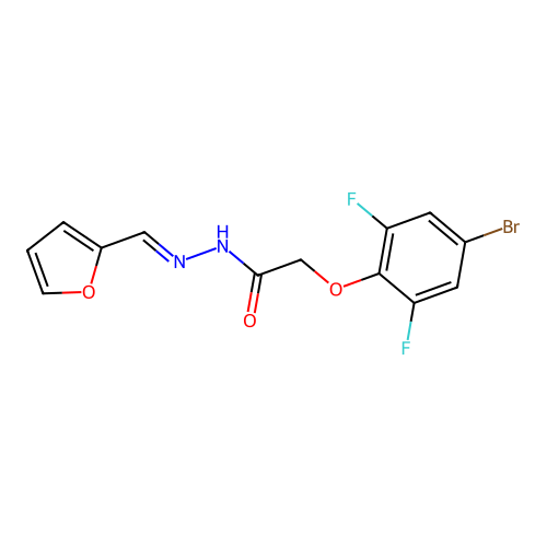 (E)-2-(4-bromo-2,6-difluorophenoxy)-N'-(furan-2-ylmethylene)acetohydrazide structure