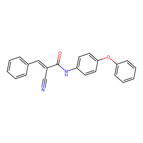 (E)-2-cyano-N-(4-phenoxyphenyl)-3-phenylacrylamide structure