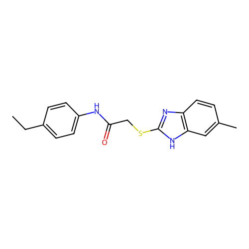 N-(4-ethylphenyl)-2-[(5-methyl-1H-benzimidazol-2-yl)sulfanyl]acetamide structure