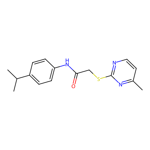 2-(4-methylpyrimidin-2-yl)sulfanyl-N-(4-propan-2-ylphenyl)acetamide structure