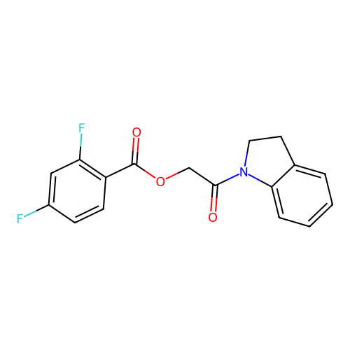 2-(2,3-dihydro-1H-indol-1-yl)-2-oxoethyl 2,4-difluorobenzoate structure