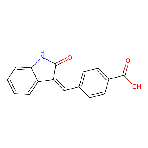 4-[(2-oxo-1H-indol-3-ylidene)methyl]benzoic acid structure