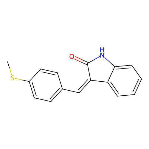 3-[(4-methylsulfanylphenyl)methylidene]-1H-indol-2-one structure