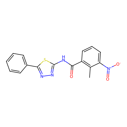 2-methyl-3-nitro-N-(5-phenyl-1,3,4-thiadiazol-2-yl)benzamide structure