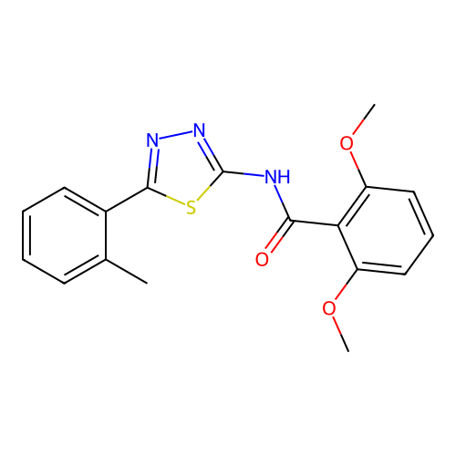 2,6-dimethoxy-N-[5-(2-methylphenyl)-1,3,4-thiadiazol-2-yl]benzamide structure