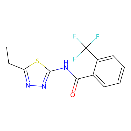 N-(5-ethyl-1,3,4-thiadiazol-2-yl)-2-(trifluoromethyl)benzamide structure