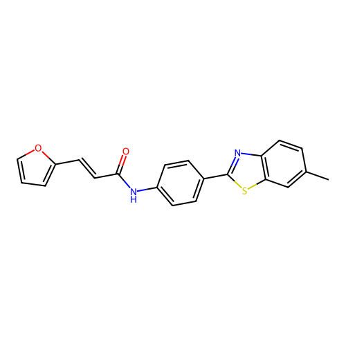 (2E)-3-(furan-2-yl)-N-[4-(6-methyl-1,3-benzothiazol-2-yl)phenyl]prop-2-enamide structure