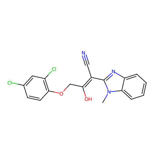 4-(2,4-Dichlorophenoxy)-3-hydroxy-2-(1-methylbenzimidazol-2-yl)but-2-enenitrile structure
