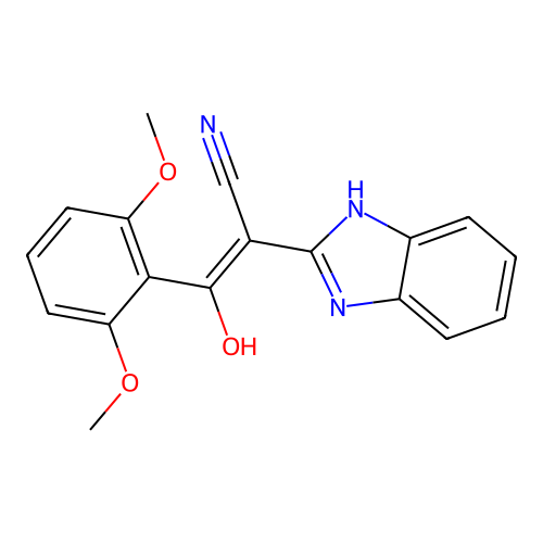 2-(1H-benzimidazol-2-yl)-3-(2,6-dimethoxyphenyl)-3-hydroxyprop-2-enenitrile structure