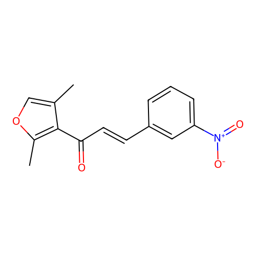 (E)-1-(2,4-dimethylfuran-3-yl)-3-(3-nitrophenyl)prop-2-en-1-one structure