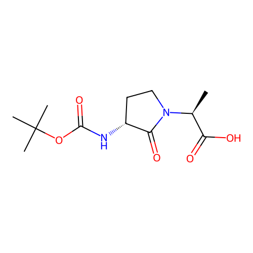 (S)-2-((R)-3-((Tert-butoxycarbonyl)amino)-2-oxopyrrolidin-1-YL)propanoic acid structure