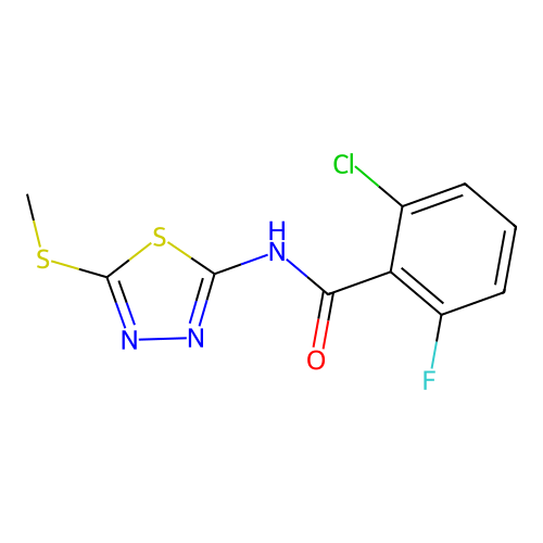 2-chloro-6-fluoro-N-(5-(methylthio)-1,3,4-thiadiazol-2-yl)benzamide structure