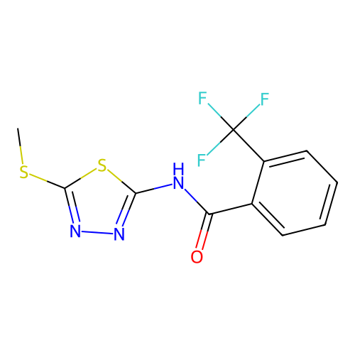 N-(5-(methylthio)-1,3,4-thiadiazol-2-yl)-2-(trifluoromethyl)benzamide structure
