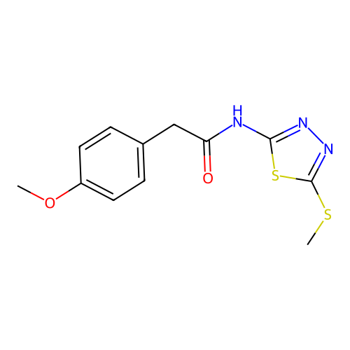 2-(4-methoxyphenyl)-N-[5-(methylsulfanyl)-1,3,4-thiadiazol-2-yl]acetamide structure