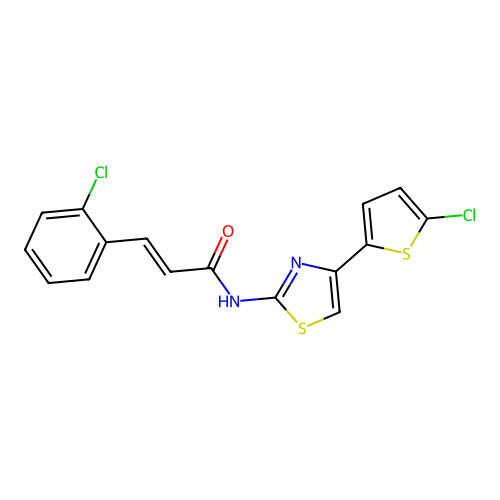 (E)-3-(2-chlorophenyl)-N-(4-(5-chlorothiophen-2-yl)thiazol-2-yl)acrylamide structure