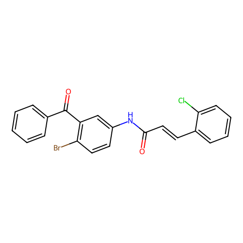 (E)-N-(3-benzoyl-4-bromophenyl)-3-(2-chlorophenyl)acrylamide structure