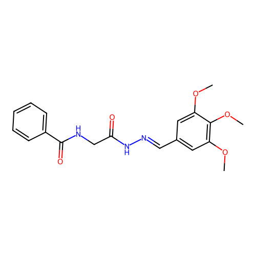 (E)-N-(2-oxo-2-(2-(3,4,5-trimethoxybenzylidene)hydrazinyl)ethyl)benzamide structure