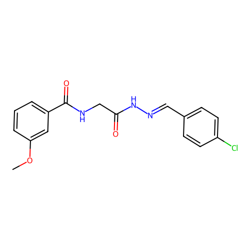 (E)-N-(2-(2-(4-chlorobenzylidene)hydrazinyl)-2-oxoethyl)-3-methoxybenzamide structure