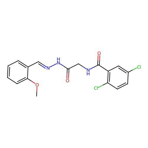 (E)-2,5-dichloro-N-(2-(2-(2-methoxybenzylidene)hydrazinyl)-2-oxoethyl)benzamide structure