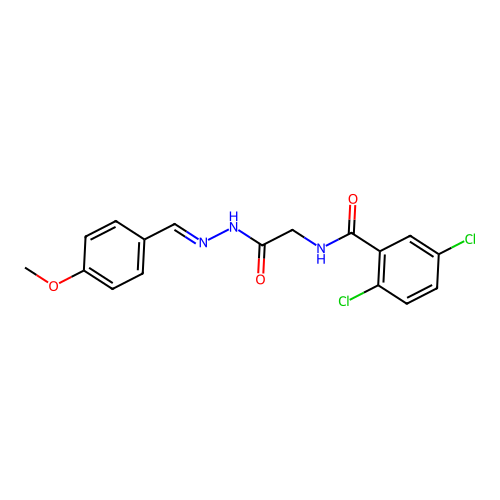 (E)-2,5-dichloro-N-(2-(2-(4-methoxybenzylidene)hydrazinyl)-2-oxoethyl)benzamide structure