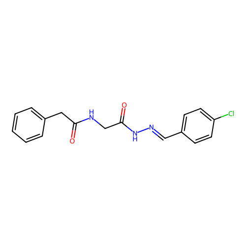 (E)-N-(2-(2-(4-chlorobenzylidene)hydrazinyl)-2-oxoethyl)-2-phenylacetamide structure