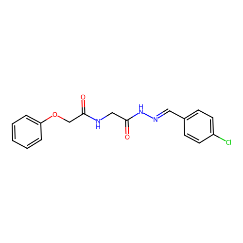 (E)-N-(2-(2-(4-chlorobenzylidene)hydrazinyl)-2-oxoethyl)-2-phenoxyacetamide structure
