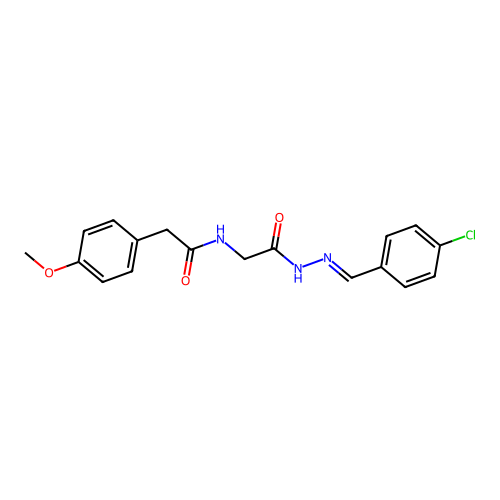 N-({N'-[(1E)-(4-chlorophenyl)methylidene]hydrazinecarbonyl}methyl)-2-(4-methoxyphenyl)acetamide structure