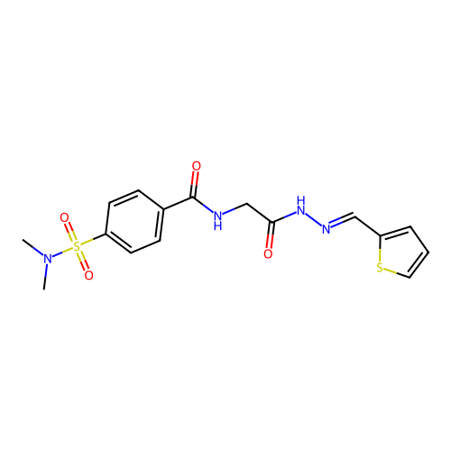 4-(dimethylsulfamoyl)-N-({N'-[(1E)-(thiophen-2-yl)methylidene]hydrazinecarbonyl}methyl)benzamide structure