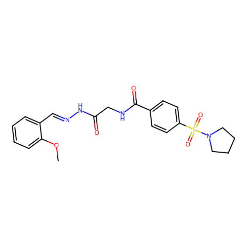 (E)-N-(2-(2-(2-methoxybenzylidene)hydrazinyl)-2-oxoethyl)-4-(pyrrolidin-1-ylsulfonyl)benzamide structure