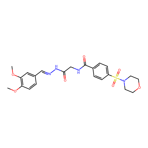 (E)-N-(2-(2-(3,4-dimethoxybenzylidene)hydrazinyl)-2-oxoethyl)-4-(morpholinosulfonyl)benzamide structure