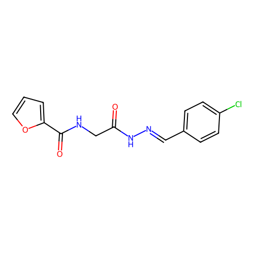 (E)-N-(2-(2-(4-chlorobenzylidene)hydrazinyl)-2-oxoethyl)furan-2-carboxamide structure